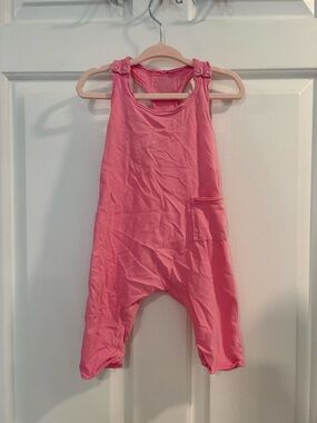Be mi Los Angeles Girls' Pink Cotton Romper with Front Pocket
